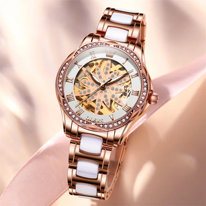 Sophisticated Flower Design Face Watch